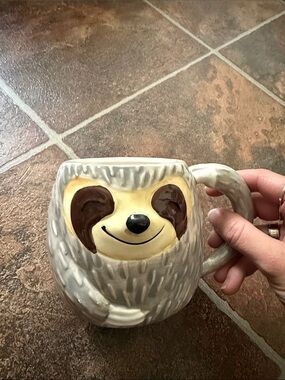 Sloth Ceramic Mug in Gray and Cream